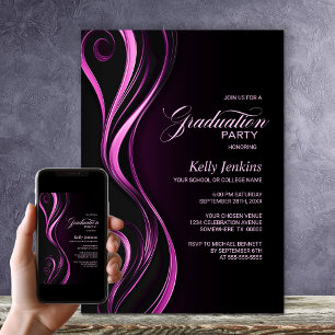 Modern Black Pink Graduation Party Invitation