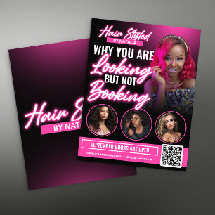 Modern Black & Pink Hair Salon Photo Appointment Flyer