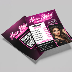 Modern Black & Pink Hair Salon Special Flyer