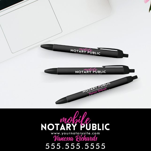 Modern Black & Pink Notary Public Promotional  Black Ink Pen (Creator Uploaded)