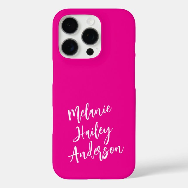 Modern Black Pink Personalised Monogram Name  Case-Mate iPhone Case (Back)
