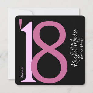 Modern Black Pink Photo Graduation Announcement