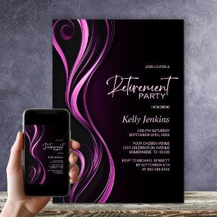 Modern Black Pink Retirement Party Invitation