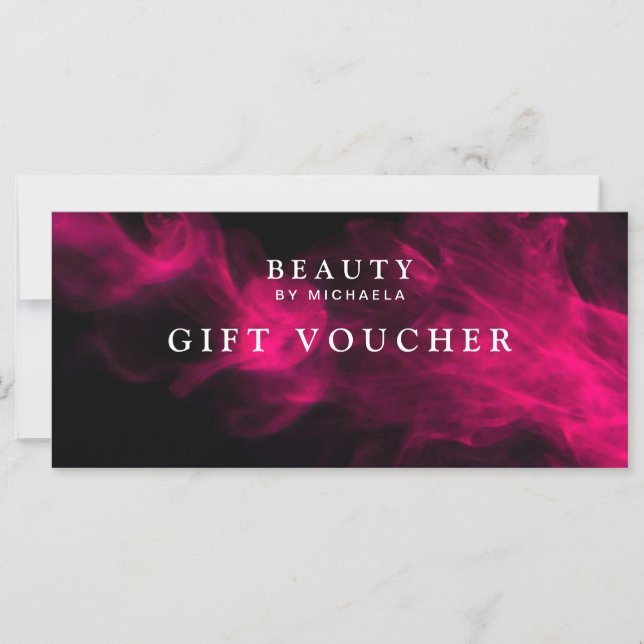 Modern Black & Pink Smoke Gift Voucher/Certificate (Front)