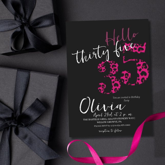 Modern Black Pink Thirty Five 35th Birthday Invitation (Creator Uploaded)