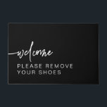 Modern Black Please Remove Your Shoes Doormat<br><div class="desc">This door mat features a modern black background with a minimalist font combination. It's the perfect addition to inside or outside of your house to inform guests of your no shoe house policy. :)</div>