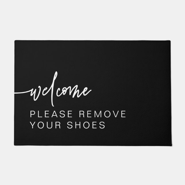 Modern Black Please Remove Your Shoes Doormat (Front)