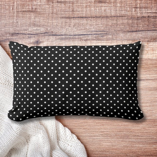 Modern Black Polka Dot Pattern Lumbar Cushion (Creator Uploaded)
