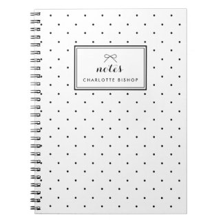 Modern Black Polka Dots Pattern Personalised Notebook