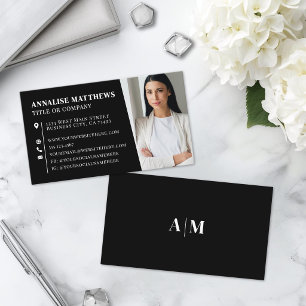 Modern Black Professional Photo Business Card