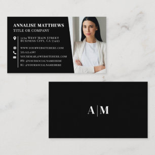 Modern Black Professional Photo Business Card