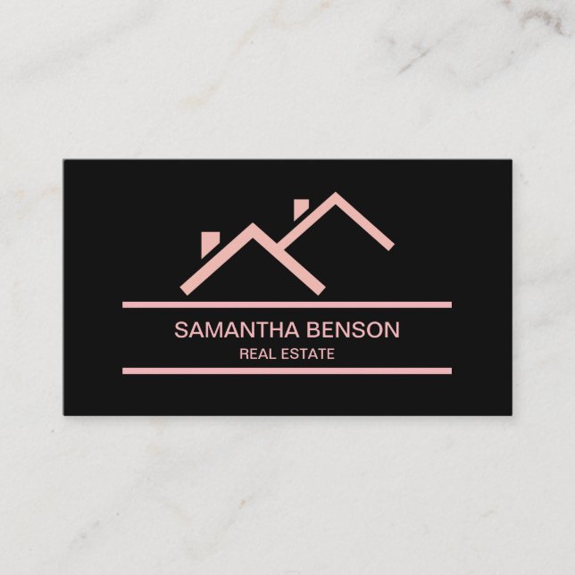 Modern Black Professional Real Estate Realtor Business Card (Front)