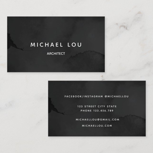 Modern Black Professional Unique Business Card (Front/Back)