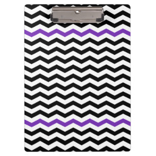 Modern Black & Purple Chevron Zigzag Clipboard