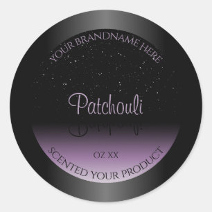 Modern Black Purple Gradient Product Label Glitter