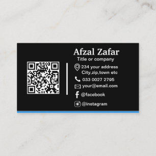 Modern black  qr code and business logo business card
