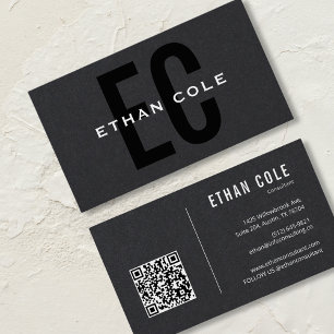 Modern Black QR Code professional Business Card
