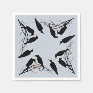 Modern Black Ravens Minimalist Pattern Napkin