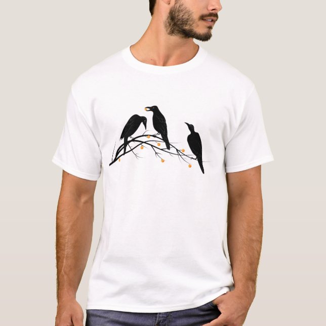 Modern Black Ravens Minimalist T-Shirt (Front)