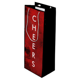 Modern Black & Red Abstract - Cheers Wine Gift Bag