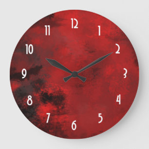 Modern Black & Red Abstract - Creative & Artistic Large Clock