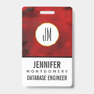 Modern Black & Red Abstract - Dark Mysterious ID Badge