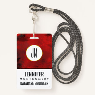 Modern Black & Red Abstract - Dark Mysterious ID Badge