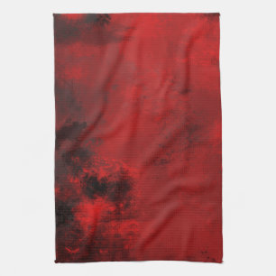 Modern Black & Red Abstract - Dark Mysterious Tea Towel