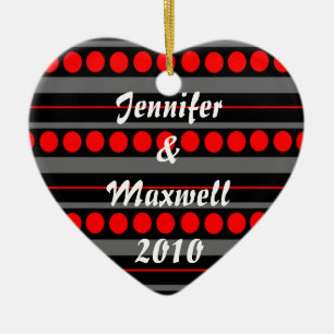 Modern Black Red Dots First Christmas Ornament
