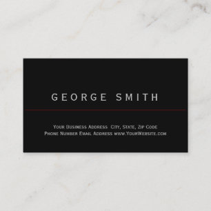 Modern Black - Red Line Simple Plain Business Card