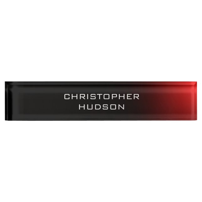 Modern Black Red Plain Nameplate (Front)