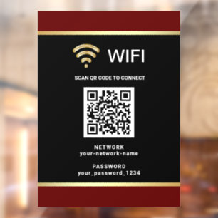 Modern Black Red QR Code Wifi Network Password
