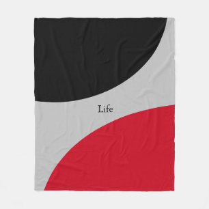 Modern Black Red & Silver Coloured Fleece Blanket