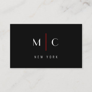 Modern Black Red Sleek Luxury Company Typography Business Card