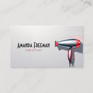 Modern Black & Red Stylish Hair Stylist Business Card