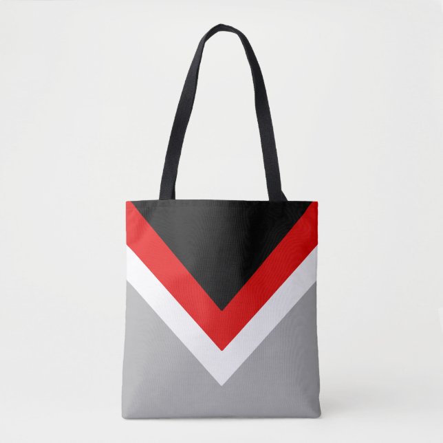 Modern Black, Red.White & Grey Abstract Triangles Tote Bag (Front)