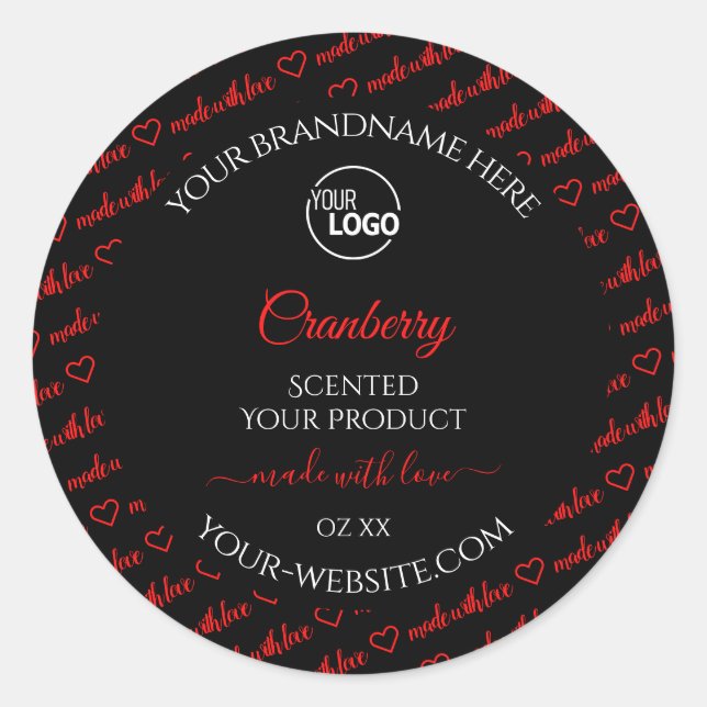 Modern Black Red Word Cloud Product Labels Logo (Front)