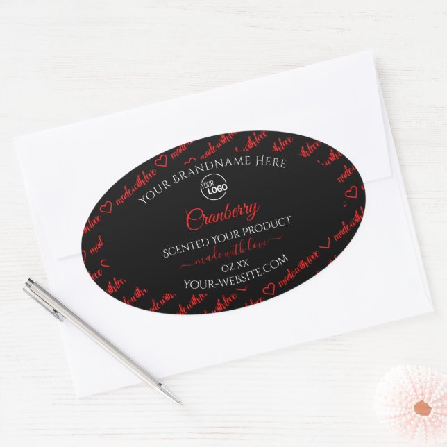 Modern Black Red Word Cloud Product Labels Logo (Envelope)