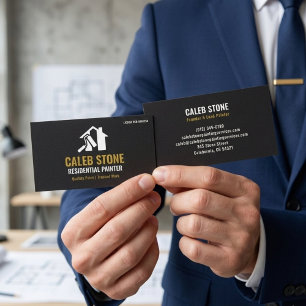 Modern Black Residential Painter & House Painting Business Card