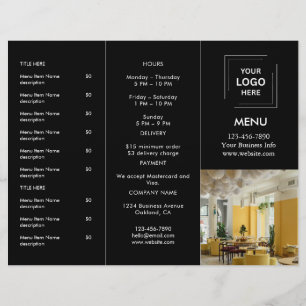 Modern Black Restaurant Photo Takeout Menu Design