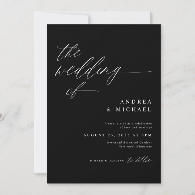 Modern Black Romantic Wedding Invitation (Front)