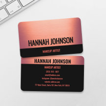 Modern Black & Rose Gold Business Card 