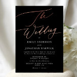 Modern Black Rose Gold Calligraphy Wedding Invitation<br><div class="desc">*NOT REAL FOIL* ***this design is part of a matching collection*** _______________________ this design template is fully editable / customisable by you the customer - click personalise further button if you wish to move, add, delete, or make significant changes to the design _______________________ *if you have any DESIGN questions or...</div>