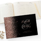 Modern Black Rose Gold Glitter Script