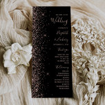 Modern Black Rose Gold Glitter Wedding Program<br><div class="desc">The left-hand edge of this elegant modern wedding program features a rose gold faux glitter design. The customisable text combines pale rose coloured handwriting,  copperplate and italic fonts on a black background.</div>