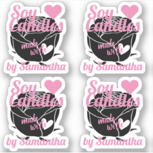 Modern Black Rose Made with Heart Pink Soy Candles