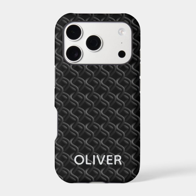 Modern Black Rubber Lattice with Name (Back)