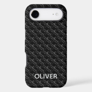 Modern Black Rubber Lattice with Name