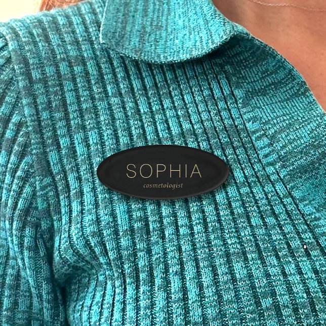 Modern Black Salon Spa Name Tag (Creator Uploaded)