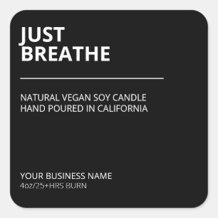 Modern Black Scented Soy Wax Candle Labels